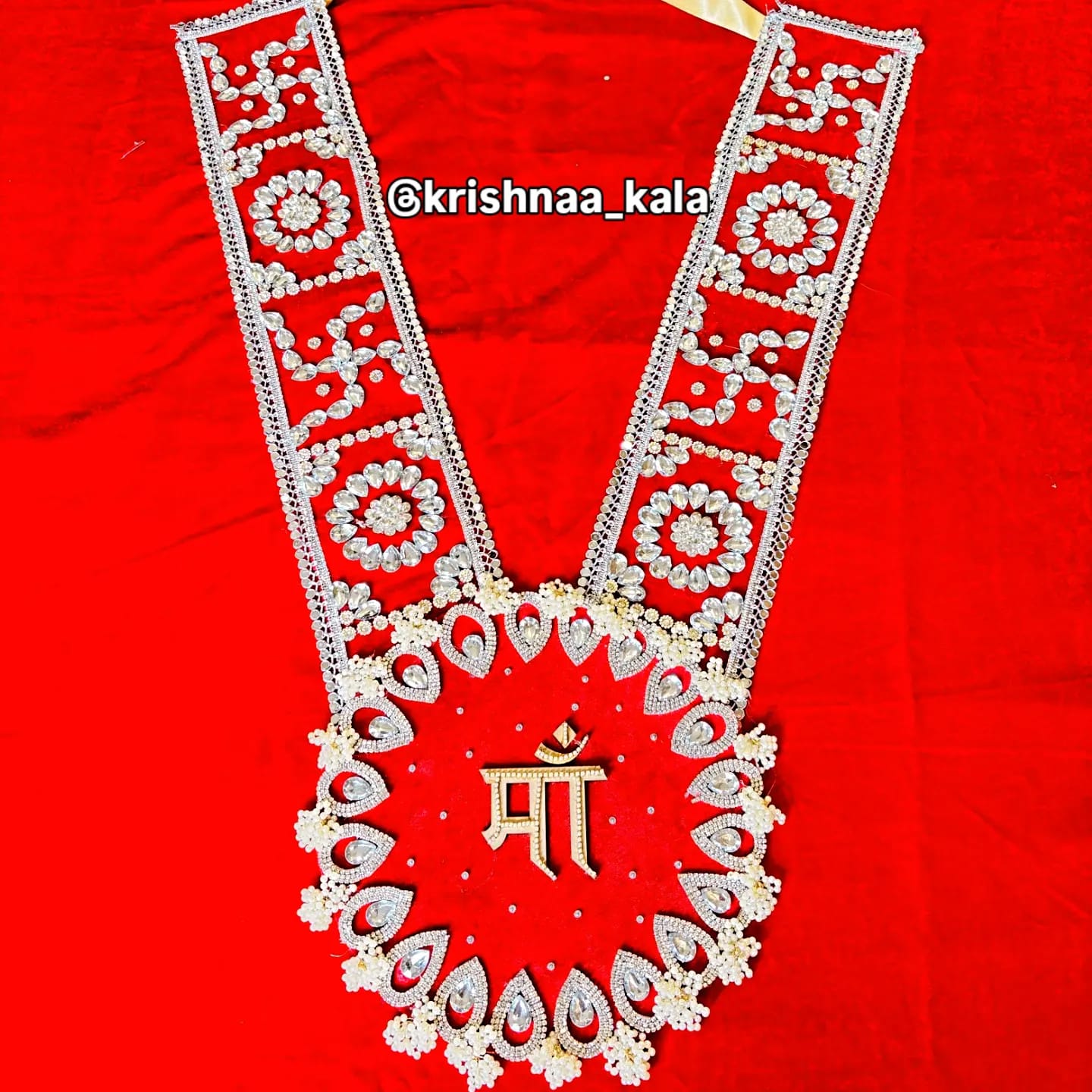 Red Stone Work Mata Rani Haar